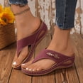 thumbnail image 1 of Sandals Under $15， Xunlbb Fashion Women Casual Round Head Comfy Slippers Beach Casual Slipsole Shoes(Wine,Size:40), 1 of 9