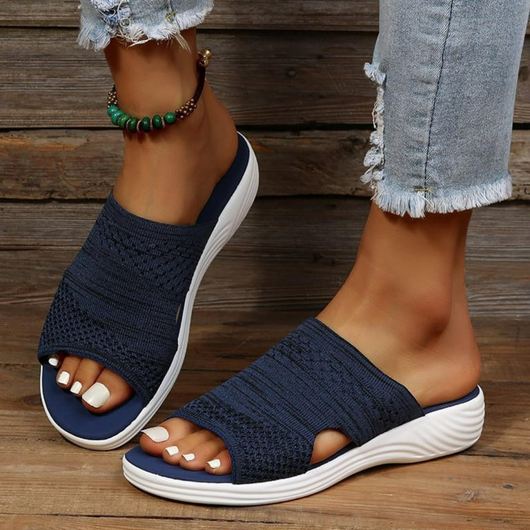 Sandals Women Arch Support Slipper Dressy Summer Wide Width Sandals Comfy  Open Toe Sandal for Beach Travel