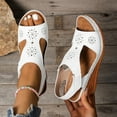 thumbnail image 1 of Sandals For Women Arch Support Wedge Open Toe Ankle Straps Peep Toe Solid Color High Heel Shoes Women Dressy Comfortable Summer Casual Sandals White 38, 1 of 9