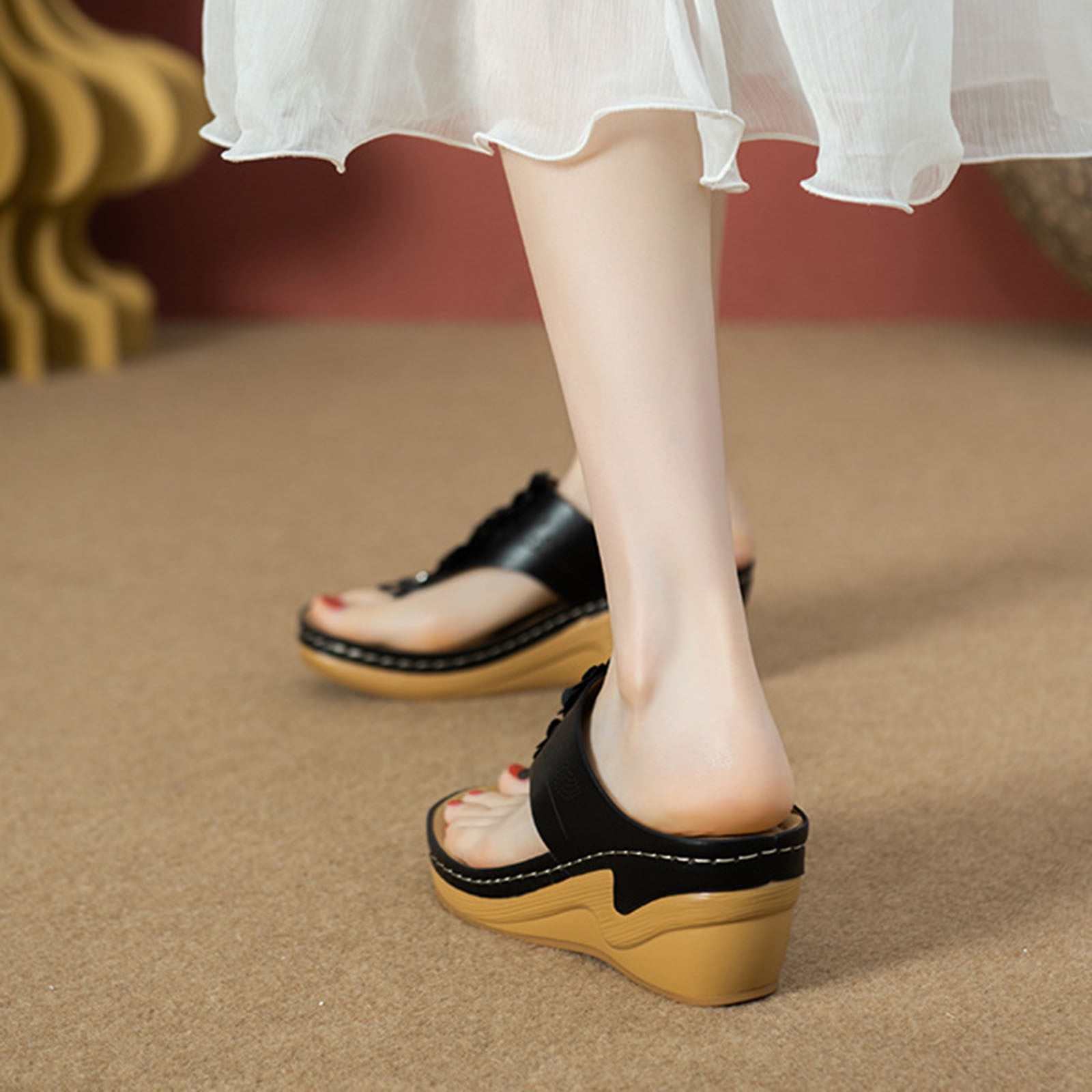 Sandals Women Arch Support Wide Width Orthopedic Slide Casual Walking