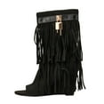thumbnail image 1 of Sandals Women Beachy Summer Stylish Open Toe Tassels Wedges Tassel Handmade Vintage Short Boots Slope Heel Boots Boots Sandals, 1 of 7