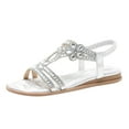 thumbnail image 1 of Sandals for Women Comfort Women's Slide Sandals with Elastic Ankle Strap Womens Wedges Sandals Casual Bohemian Beach Shoes Fashion Crystal Floral Casual Shoes Open Toe Low Heels Sandals, 1 of 9