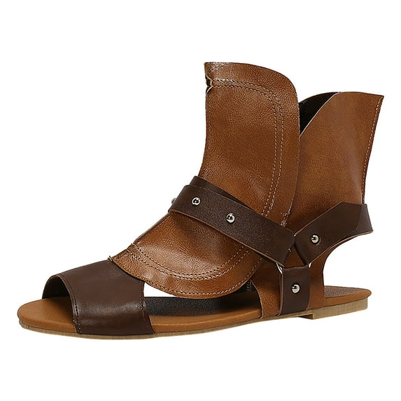 Sandals Women Comfortable Women's European and Retro Large Size Hollow Light Soft Sole Casual Shoes Sandals Brown 39