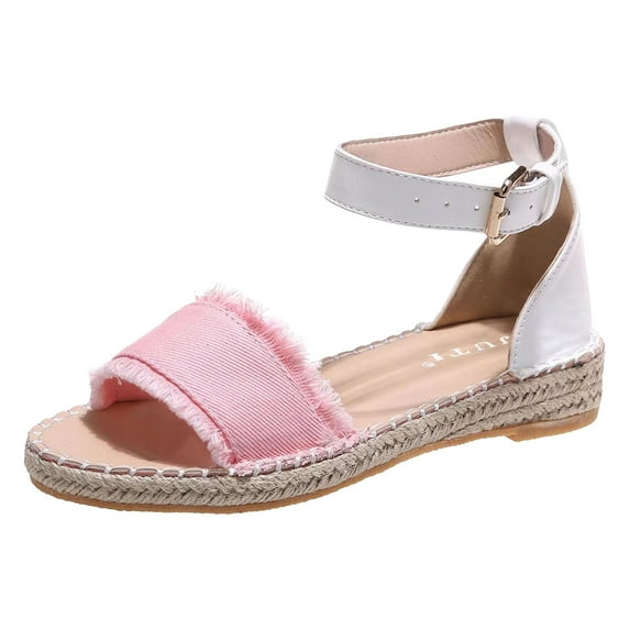 Sandals Women Comfortable Women's Large Size Flat Rope Sandals Casual Flat Sandals Lady Sandals Pink 39