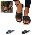 thumbnail image 1 of Sandals Women Denim Flat Comfortable Sandals Non-Slip Walking Slippers Non-Slip, 1 of 5