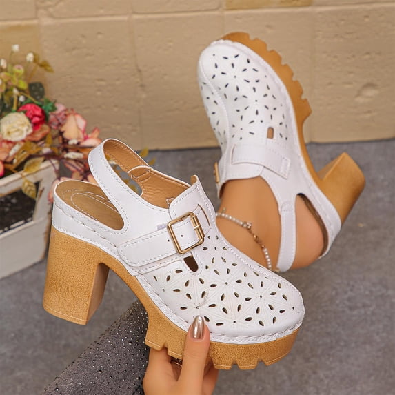 Sandals Women Dressy Chunky Heel Closed Toe Summer Casual Shoes Women's Fashionable Leisure Spring Summer Solid Color Beach Sandals