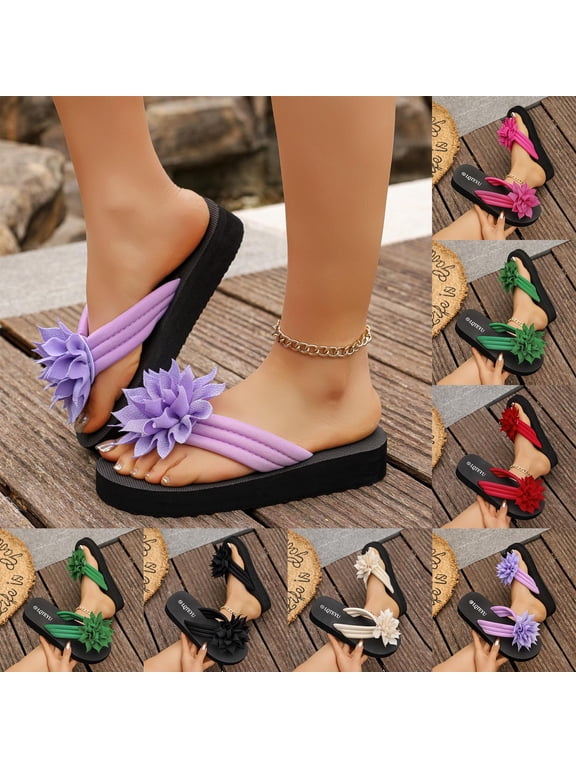 Sandals Women Dressy Flat Heel Thick Sole Open Toe Thongs Slip On Flip Flops Summer Comfortable Casual Versatile Outdoor Beach Vacation Shoes