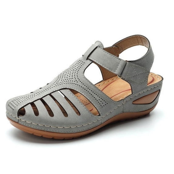 Sandals Women Dressy Summer Closed Toe Wedge Sandals Vintage Casual Hollow Out Shoes