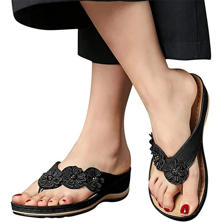 Sandals Women Dressy Summer Flat Arch Support Wide Width Orthopedic Slide  Casual Walking Orthotic Flip Flops