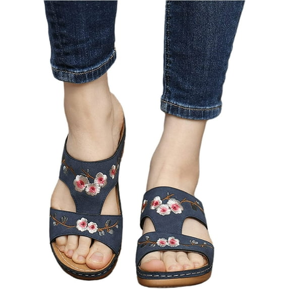 Sandals Women Dressy Summer Flat Arch Support Wide Width Orthopedic Slide Casual Walking Orthotic Flip Flops