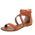 thumbnail image 1 of Sandals Women Dressy Summer Flat Strappy Cute Casual Beach shoes Gladiator Sandals Cute Strappy Sandals with Zipper Summer Shoes Orange Women Sandal, 1 of 6