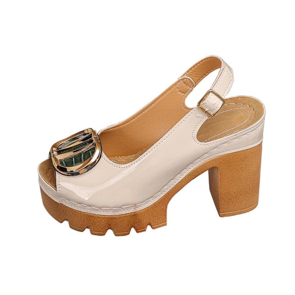 Sandals Women Dressy Women's Sandals Ladies Sandals Women's Fashionable Casual Summer Solid Color Fish Mouth Head Style High Heels Sandals Yellow