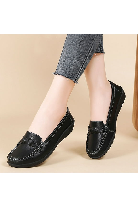 Sandals Women Dressy Women's Sandals Women's Summer Fashion Casual Shoes Leather Loafers Mom Shoes Cowhide Sole Shoes Sandals Black