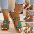 thumbnail image 1 of Sandals Women Flat Heel Open Toe Ankle Straps Thick Soled Spring Summer Fashionable Casual Versatile Solid Color Beach Shoes, 1 of 10