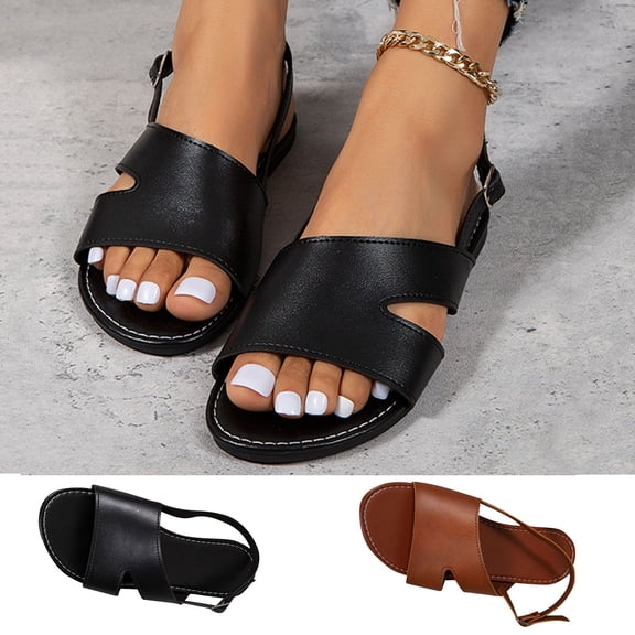 Sandals Women Flat Open Toe Slip-on Slipper Casual Summer Shoes Casual Comfortable Breathable Low Heel Sandals Women Beach Shoes