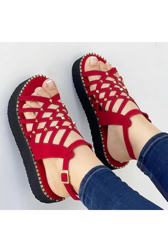 Sandals Women Gladiator Flat Heels Sandals Summer Shoes Women Ankle Strap Platform Sandals Casual Beach Sandals