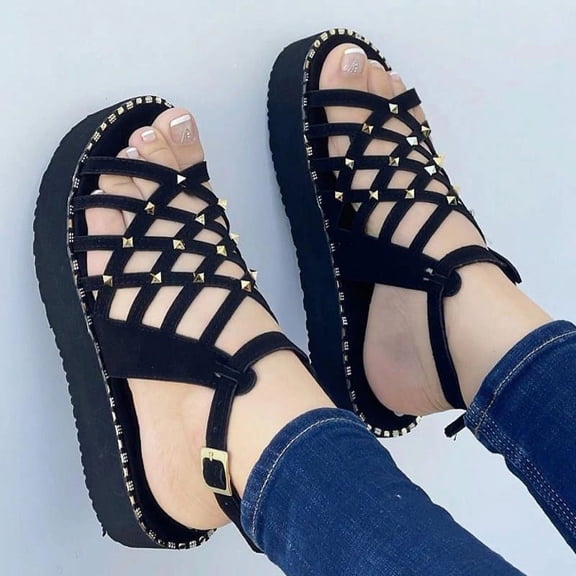 Sandals Women Gladiator Flat Heels Sandals Summer Shoes Women Ankle Strap Platform Sandals Casual Beach Sandals