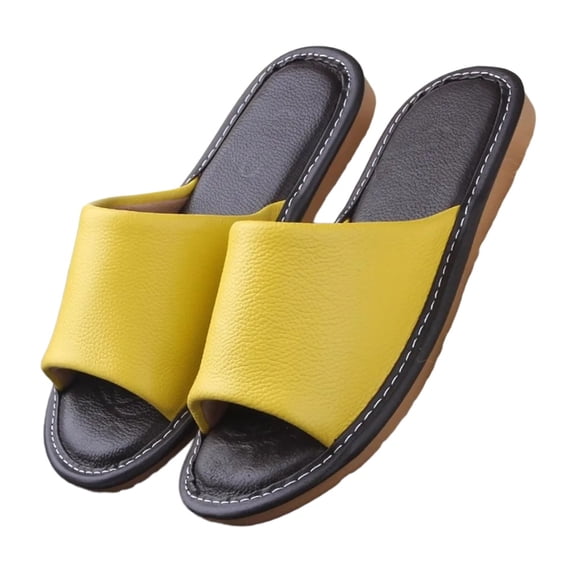 Sandals Women Men Leather Slippers House Slippers for Indoor Outdoor,Unisex Soft Flat Sandals,Open Toe Summer Sandals Non Slip Home Bedroom Shoes