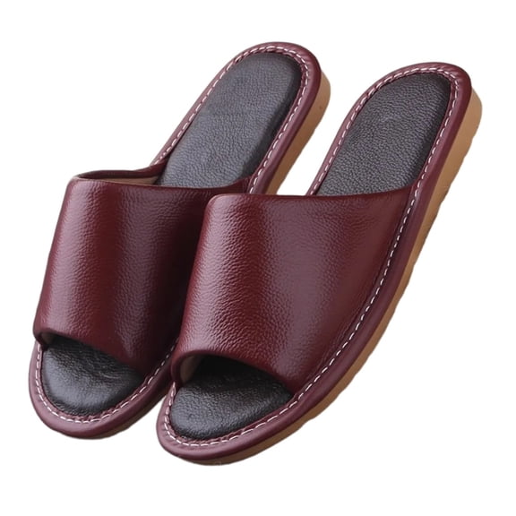 Sandals Women Men Leather Slippers House Slippers for Indoor Outdoor,Unisex Soft Flat Sandals,Open Toe Summer Sandals Non Slip Home Bedroom Shoes