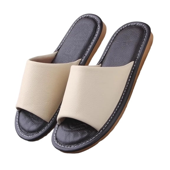 Sandals Women Men Leather Slippers House Slippers for Indoor Outdoor,Unisex Soft Flat Sandals,Open Toe Summer Sandals Non Slip Home Bedroom Shoes