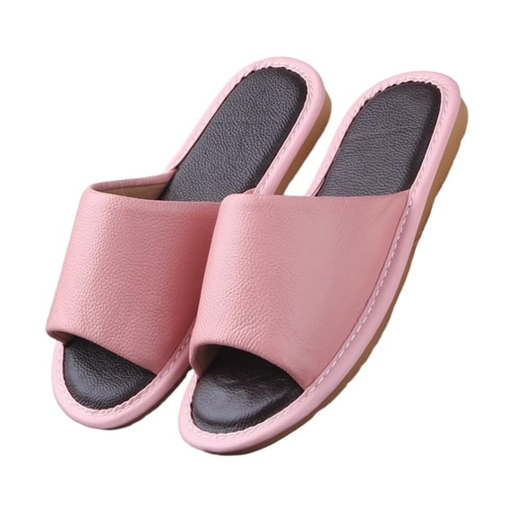 Sandals Women Men Leather Slippers House Slippers for Indoor Outdoor,Unisex Soft Flat Sandals,Open Toe Summer Sandals Non Slip Home Bedroom Shoes