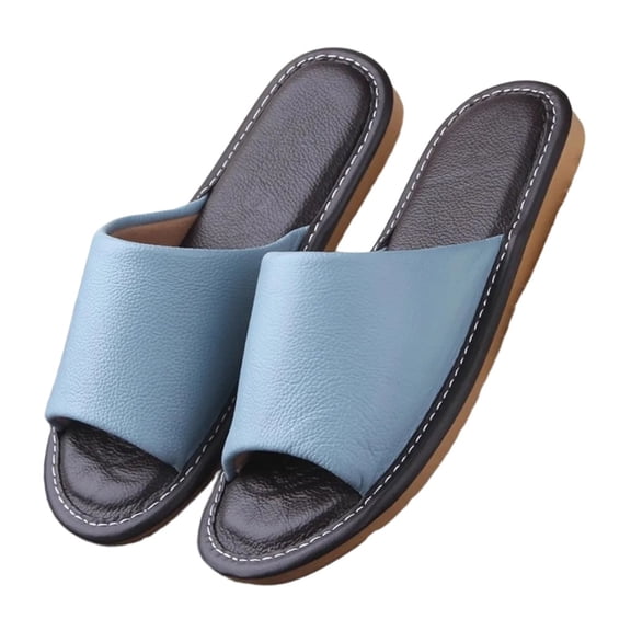 Sandals Women Men Leather Slippers House Slippers for Indoor Outdoor,Unisex Soft Flat Sandals,Open Toe Summer Sandals Non Slip Home Bedroom Shoes