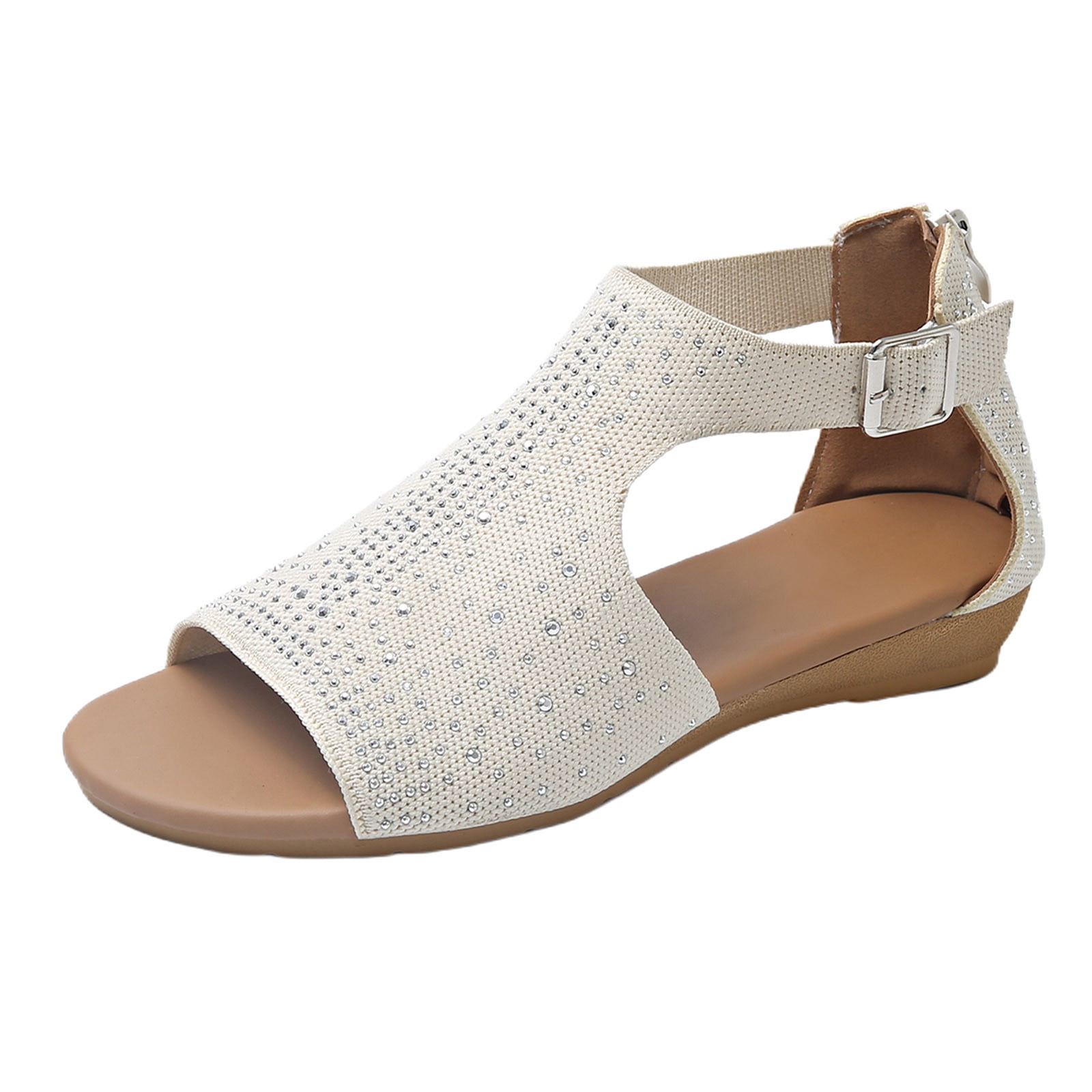 Wozhidaose Womens Sandals Wedge Sandals for Women Rhinestone