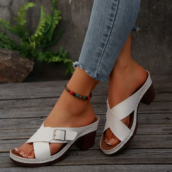 Sandals for Women, Orthopedic Shoes for Women Plantar Fasciitis, Comfort Wedge Sandals, Open Toe Ankle Strap Sandals, Summer Wide Fit Cushion Walk Leather Sandals with Arch Support White 9