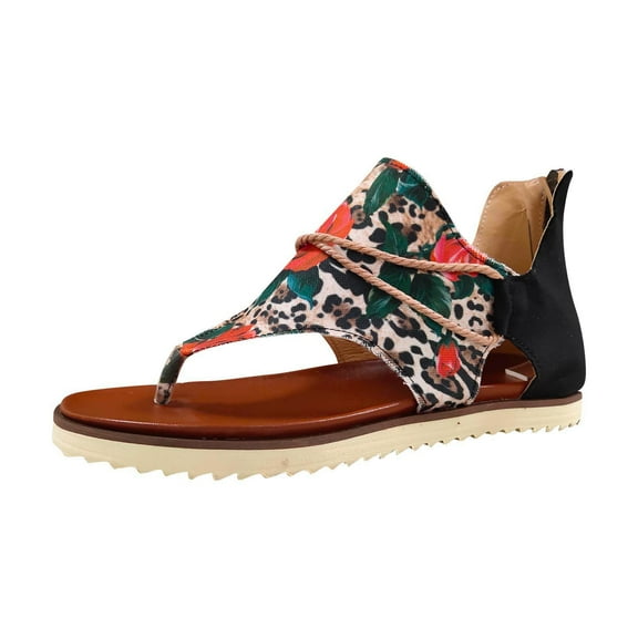 Sandals for Women Sale Clearnce Ladies Beach Holiday Thong Sandal Wedge Low Heel Casual Flip Flops Toe Post Zipper Sliders Summer Beach Pool Shoes US Size 3-7.5