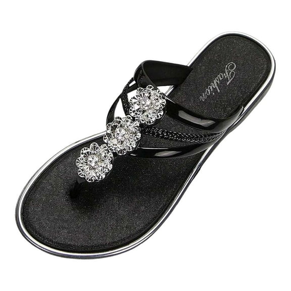 Sandals Women Sketches Sandals Women's Wide Width Hiking Thong Women Size 8 Pearl Slides for Sparkly for Size 12 Cool Slippers Female Soft Soled Non Wear Resisting Black 8
