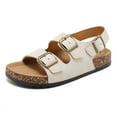 thumbnail image 1 of Lcamaw Sandals For Women With Soft Cork Footbed, Mens Slip On Clog Mules With Adjustable Double Buckle, Open Toe Flat Slide Shoes, Summer Outdoor Back Strap Slipper, 1 of 6