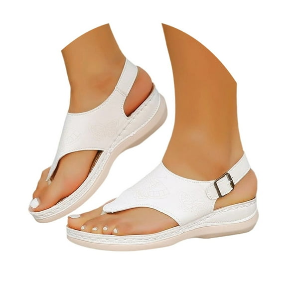 Sandals Women Sparkly Sandals for Women Size 12 Outdoor Beach Summer Sandal Wedges Shoes for Womens Dress Size 11 Womens under 15 Stylish Women's Casual Wear White 6