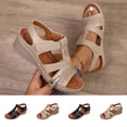 thumbnail image 1 of Sandals Women Wedge Peep Toe Thick Soled Ankle Straps Fashionable Casual Summer Solid Color Beach Sandals Outdoor Sport Shoes, 1 of 10