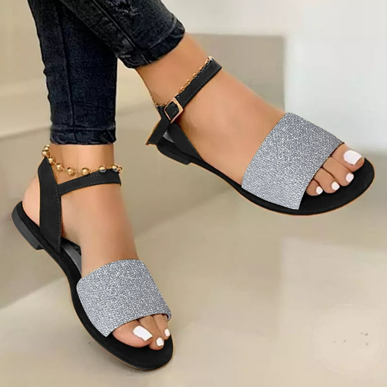 Silver on sale casual sandals