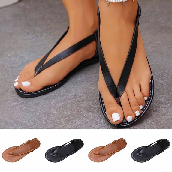 Sandals for Women Women's Comfortable Orthopedic Sandals Women's Fashionable And Versatile Flop Beach Shoes Plus Size Spring And Summer Style Trendy And Comfortable Sandals Black 36
