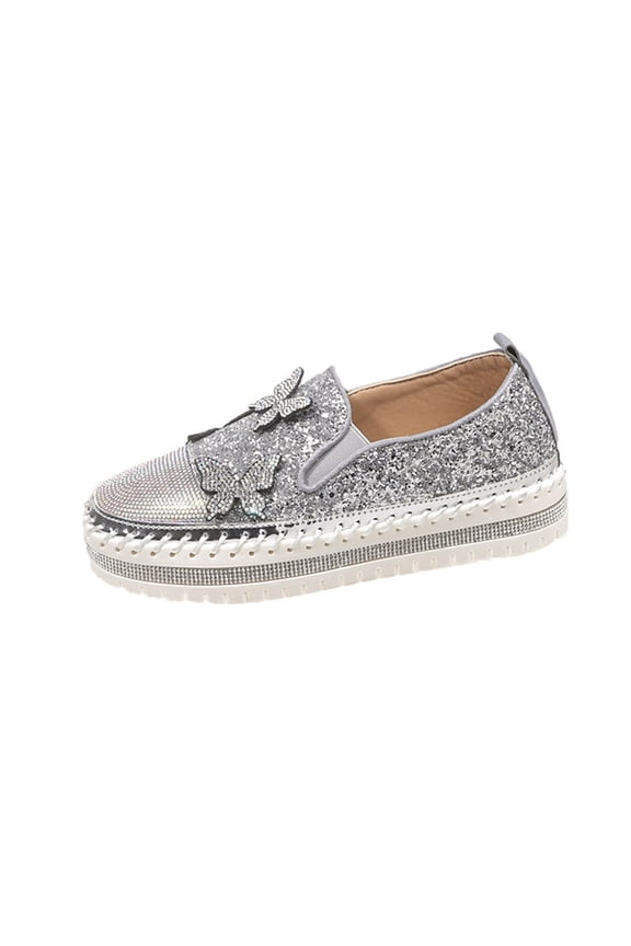 Sandals Women Women's Oofos Women's Fashion Casual Spring And Summer Rhinestone Round Toe Shallow Mouth One-Foot Slip-On Thick Bottom Casual Shoes Silver