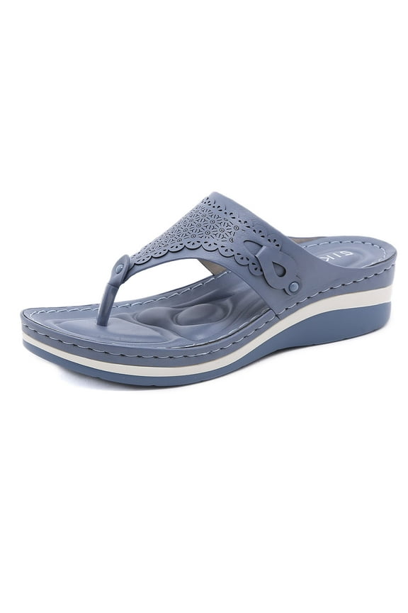 Sandals Women's Plus Size Lightweight Retro Shoes Massage Flip-flops Soft Bottom Wedge Slippers