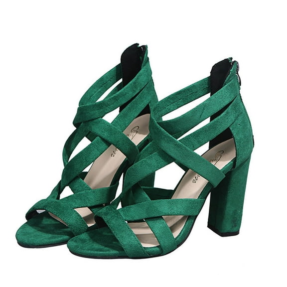 Sandals Womens High Heels Trendy Summer Fish Mouth Peep Toe Chunky Block Sandals Shoes