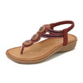 thumbnail image 1 of Sandals Womens Ladies Flip Flops Summer Flat Leather Sandal Toe Post Bohemian Walking Sandals, 1 of 6
