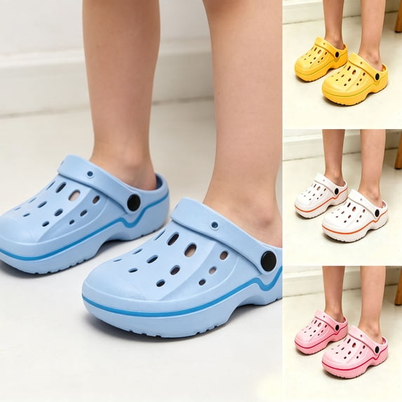 Sandals for Boys Breathable Hole Garden Clog Slippers Indoor Outdoor Summer Slippers for Girls Blue 6-7 Years