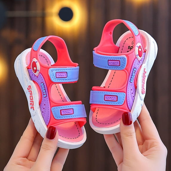Sandals for Boys Girls Lightweight Non Athletic Sandals for Hiking Beach Sports (1-Hot Pink 8-9 Years)