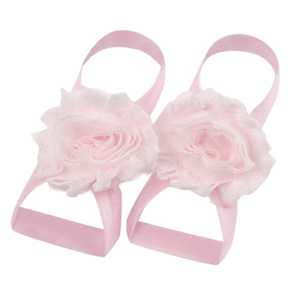 Sandals for Girls Beach Sandal Summer Footwear 22 Pairs Solid Chiffon Flower Barefoot Feet Accessories Baby Toddlers Kids