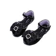 thumbnail image 1 of Sandals for Girls Rhinestone Buckle Bow Open Toe Princess Dress Shoes Summer Comfortable Footbed Ankle Strap Flat Shoes Black 11.5 Little Kid, 1 of 5