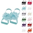 thumbnail image 1 of Sandals for Girls and Beach Footwear, Summer Shoes with 22 Pairs Solid Chiffon Flower Barefoot Sandals for Baby Girls Toddlers Kids, 1 of 4