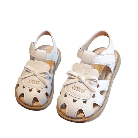 Sandals for Toddler Little Kids Girls Summer Rabbit Bow Leather Closed Toe Princess Flats Dress Sandals
