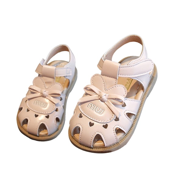 Sandals for Toddler Little Kids Girls Summer Rabbit Bow Leather Closed Toe Princess Flats Dress Sandals