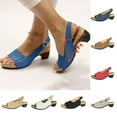 thumbnail image 1 of Sandals for Women 2023 Wedge Ankle Buckle Strap Sandals Summer Low Chunky Heel Sandals Open Toe Beach Sandals, 1 of 4