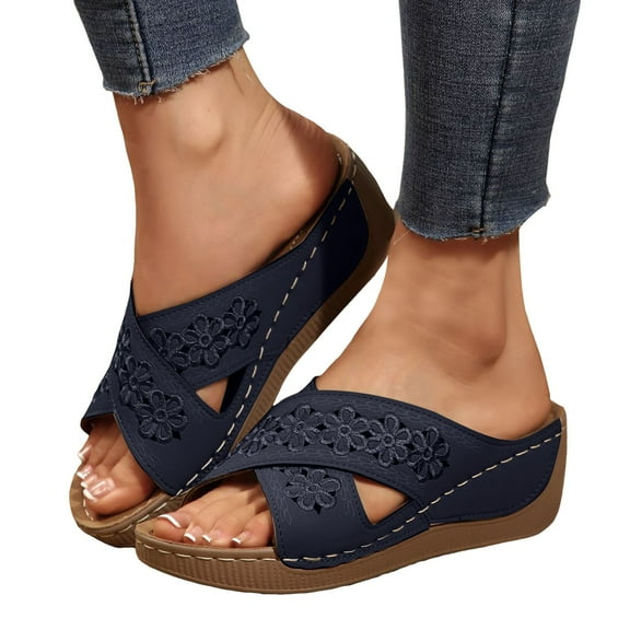 Sandals for Women 2025 Dressy Platform Wedge Slides Comfortable Orthopedic Dressy Slip on Walking Shoes