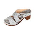 thumbnail image 1 of Sandals for Women 2025 Summer Casual Daily Shoes Women Beach Fashion Chunky Heels Open Toe Slip-On High Heels Slippers Gray 7, 1 of 6
