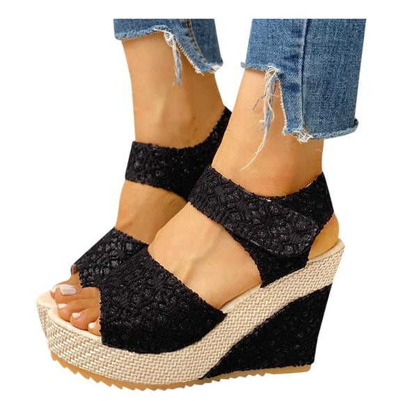 Sandals for Women 2025 Summer Espadrilles Sandals Wedges Heels Open Toe Tie Buckle Platform Ankle Strap Dress Shoes